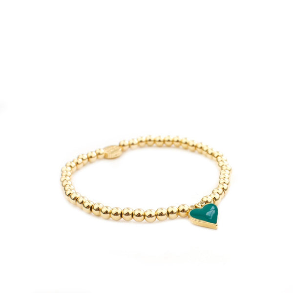 enamel heart bracelet: Gold/Teal