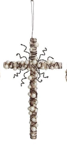 Metal Wire Cross with Beads Ornament