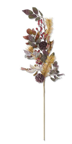 31” Yellow & Green Pine Stem with Burgandy Leaves