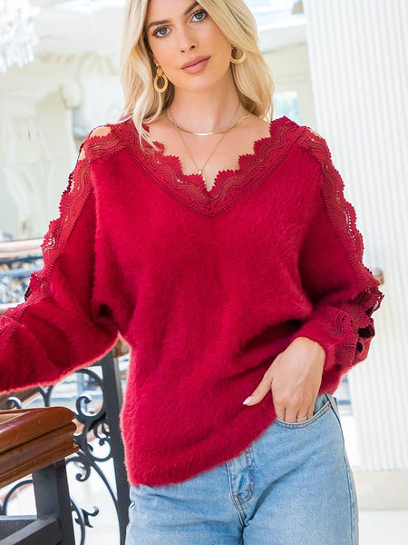 Lace V-Neck Sweater