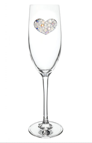 Multi Stone Heart Champagne Glass