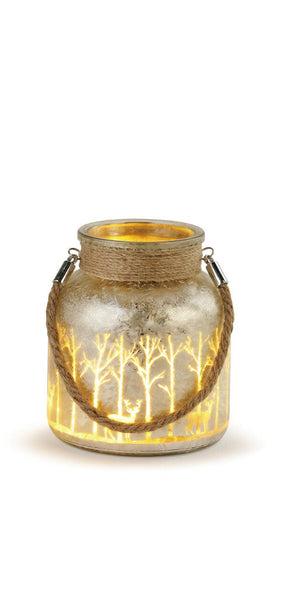 Lit Woodland Scene Jar