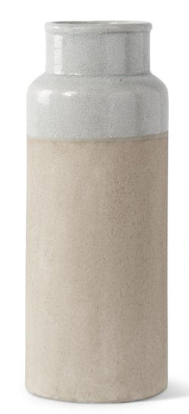 Tall Ceramic Vase with Light Blue Glazed Top