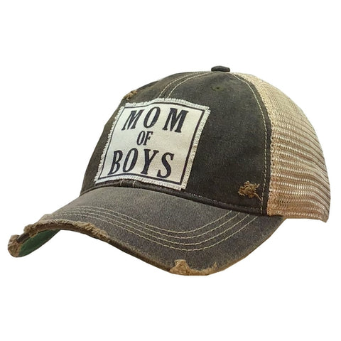 Mom of Boys Distressed Mesh Back Cap