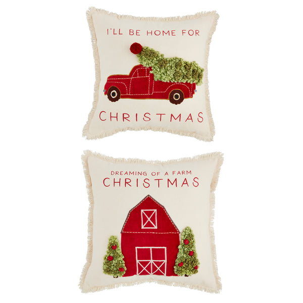 Farm Christmas Applique Pillow