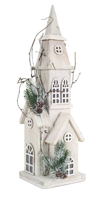 Pre Lit Wooden Church
