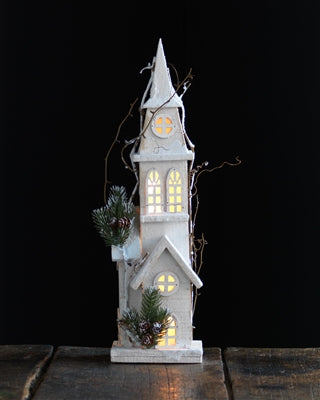 Pre Lit Wooden Church