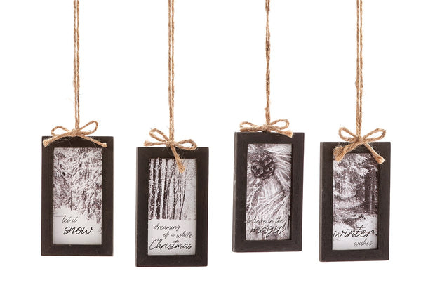 Framed Black & White Ornament with Sentiment