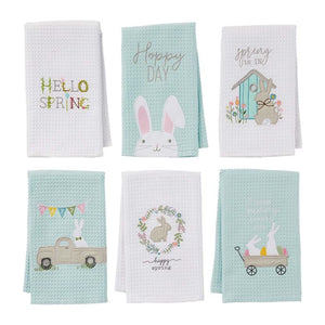 Bunnies In Wagon Waffle Towel