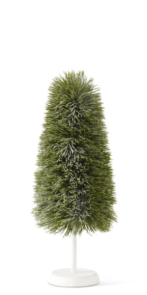 Glittered Snowy Pine Trees with Wood Base