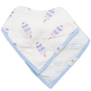 Muslin & Terry Cloth Bib Set Blue Popsicles and Stripes 2 Pack