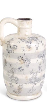 Ceramic Crackle Gray Floral Vase