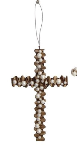 Metal Wire Cross with Beads Ornament