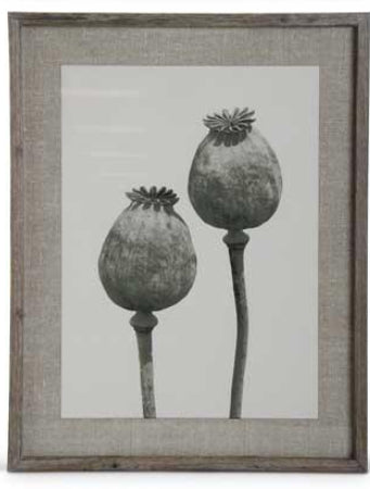 Black, Gray & White Floral Framed Print