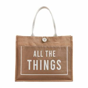 Taupe Jute Word Tote