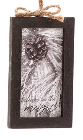 Framed Black & White Ornament with Sentiment