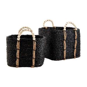 Bead Handle Black Basket