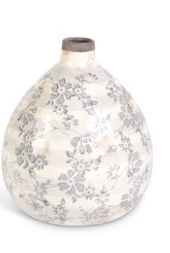 Ceramic Crackle Gray Floral Vase