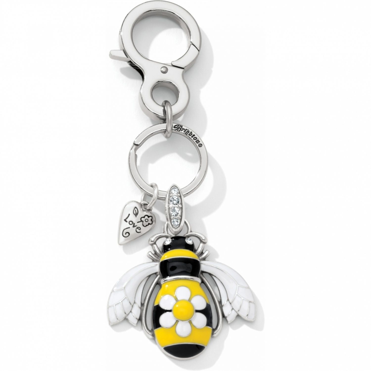 Brighton Silver Enamel Bee Handbag Fob Charm