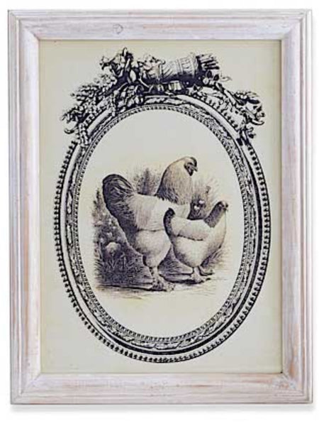 Framed Rooster & Chicken Print