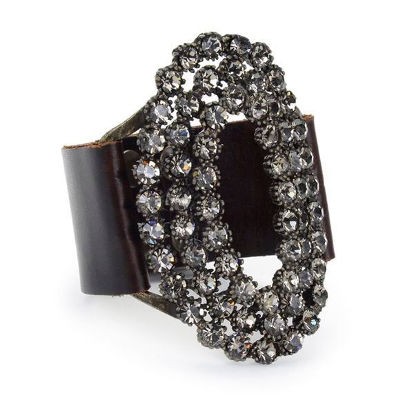 Rebel Designs Oval Crystal Leather Bracelet