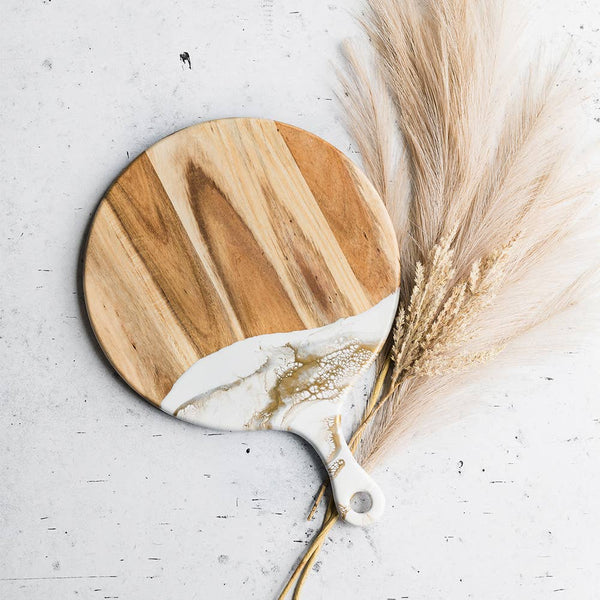 Cheeseboards - 12" Round w/handle: Gold Quartz