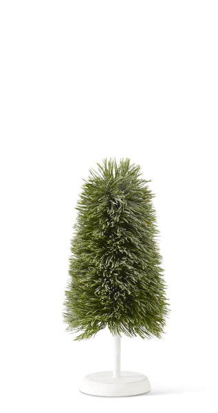Glittered Snowy Pine Trees with Wood Base