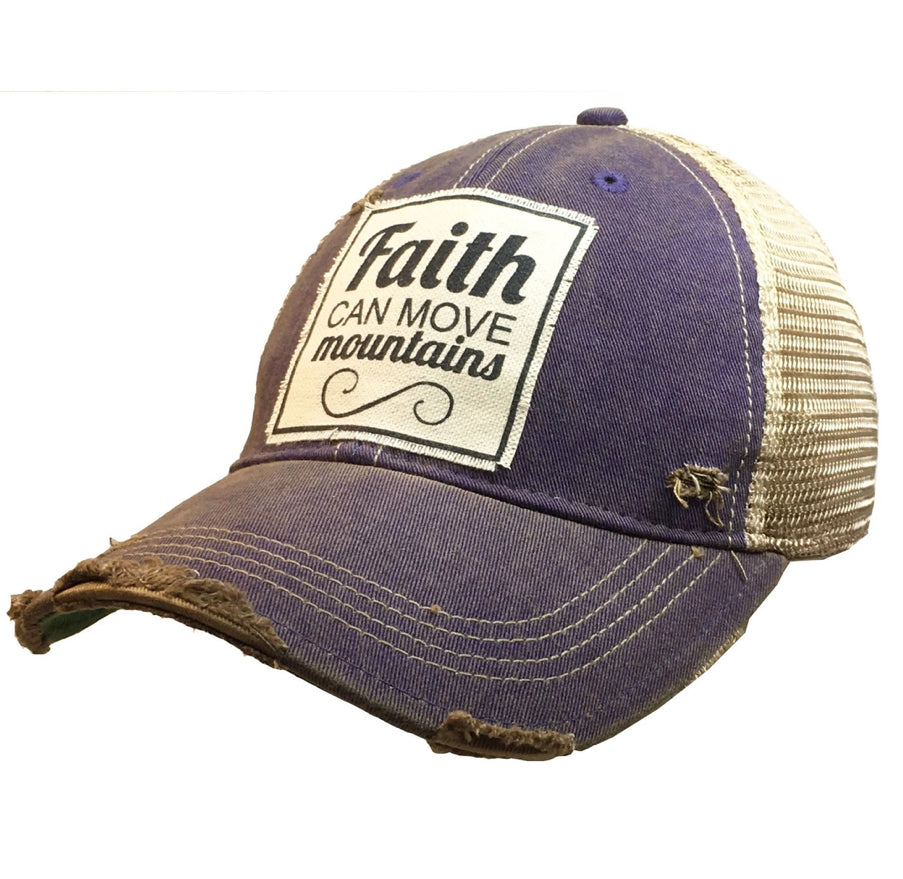 Faith Can Move Mountains Distressed Trucker Hat Baseball Cap