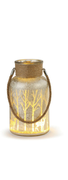 Lit Woodland Scene Jar