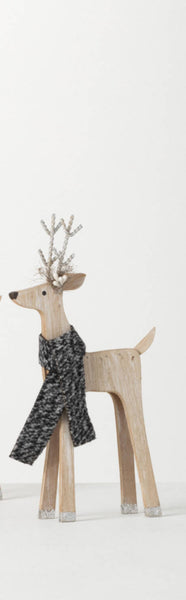Wood Deer with Scarf Figurine