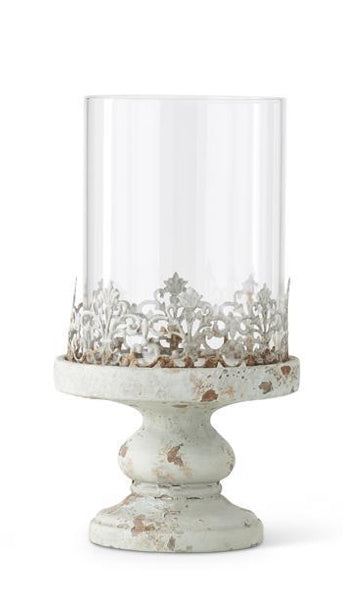 Light Blue Metal Candle Holder on Base