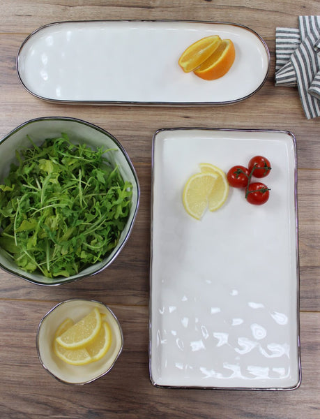 Pampa Bay Medium Oval Tray - White-Silver
