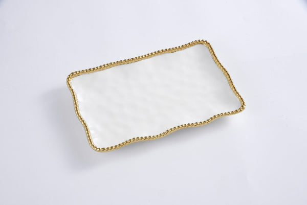 Pampa Bay Small Platter - White-Gold