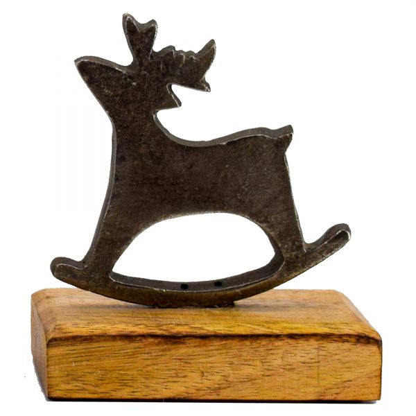 Reindeer Rocking Horse on Wood Block