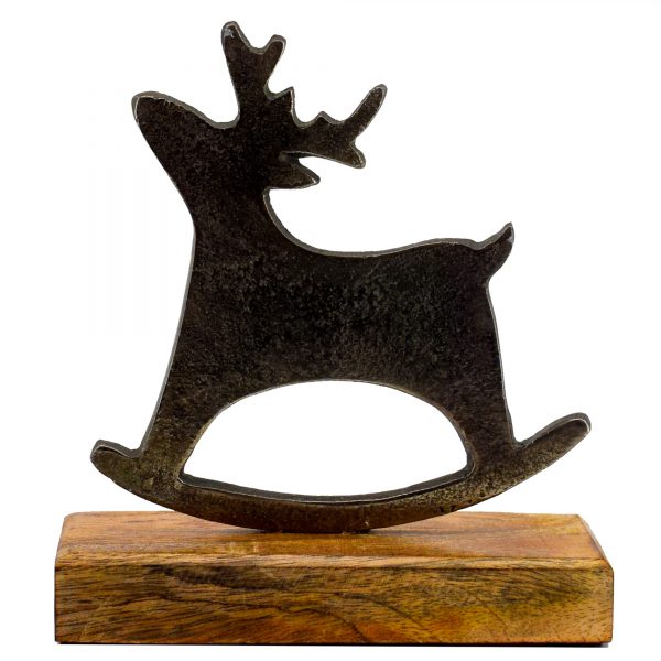 Reindeer Rocking Horse on Wood Block