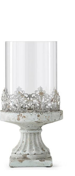 Light Blue Metal Candle Holder on Base