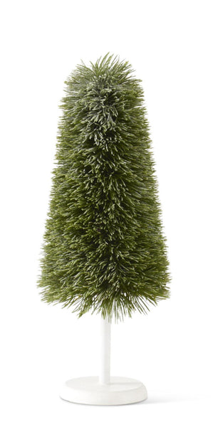 Glittered Snowy Pine Trees with Wood Base