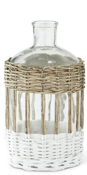 Clear Glass Bottles in Wicker Sleeve