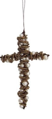 Metal Wire Cross with Beads Ornament