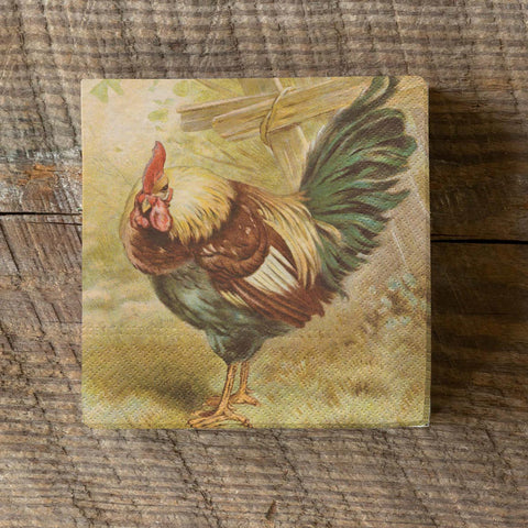 Vintage Rooster Paper Beverage Napkins