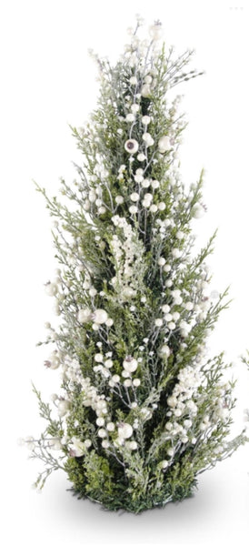 Snowy Cypress Pine Cone Trees with Pearls