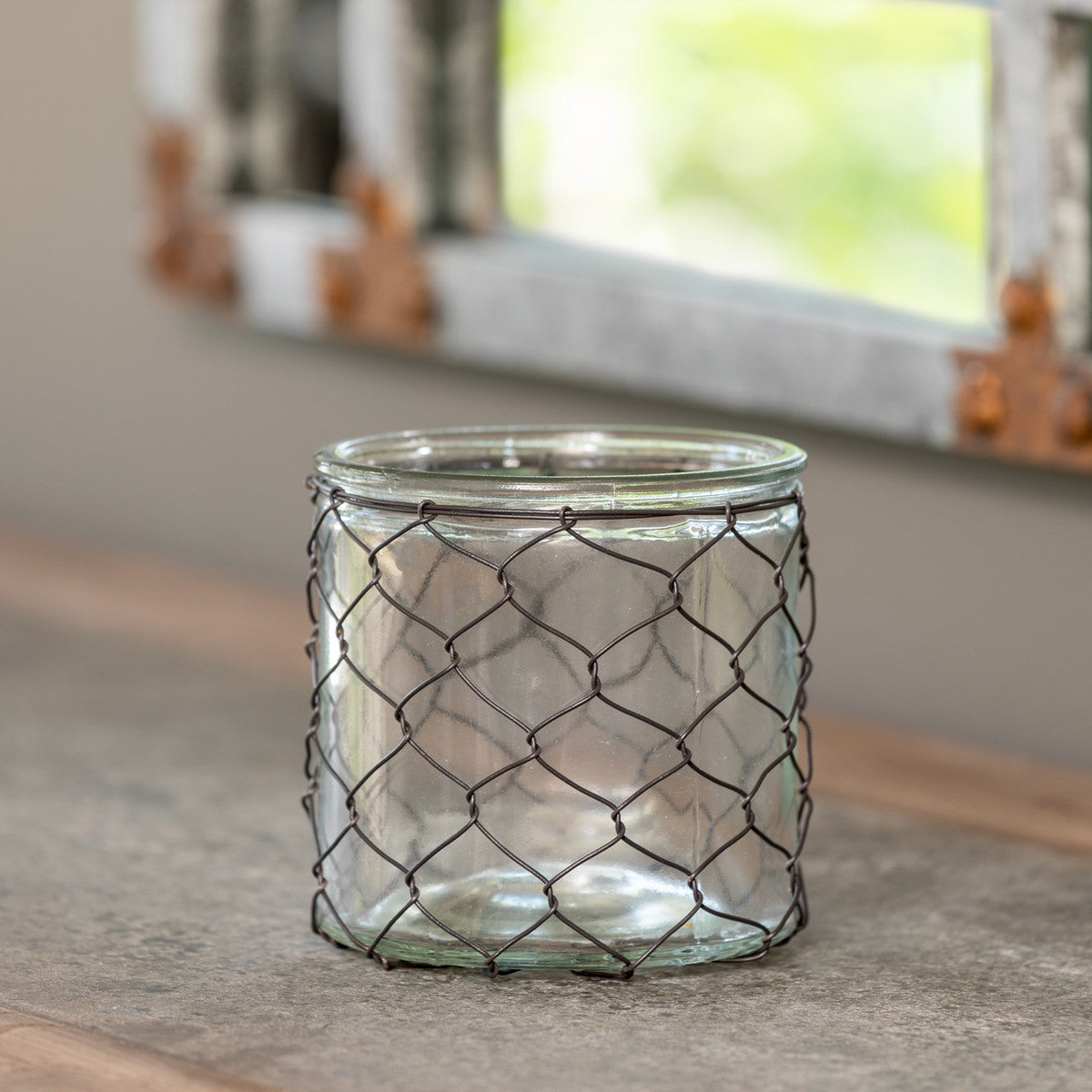 Candle Holder with Poultry Wire