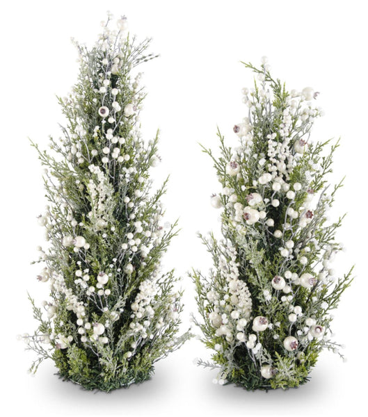 Snowy Cypress Pine Cone Trees with Pearls