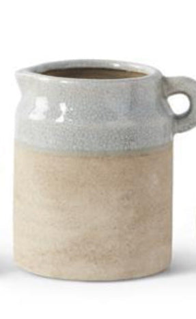Ceramic Vase with Light Blue Glazed Top