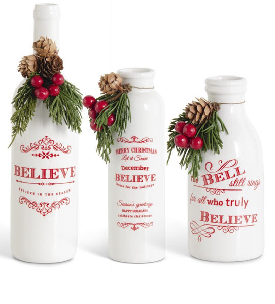 Ceramic Christmas Message Bottles