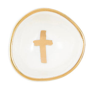 Porcelain Ring Dish - Gold Cross
