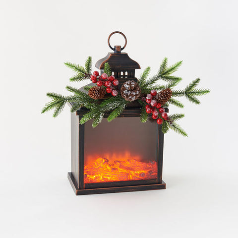 Fire Light Lantern with Berry Sprig