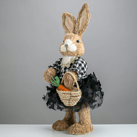 22" Jute Bunny Black White Check Dress, with Butterflys