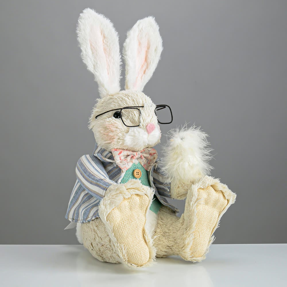 Sitting Bunny Jute w/ Glasses and Bow Tie