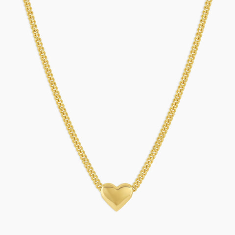 Lou Heart Charm Necklace, Gold